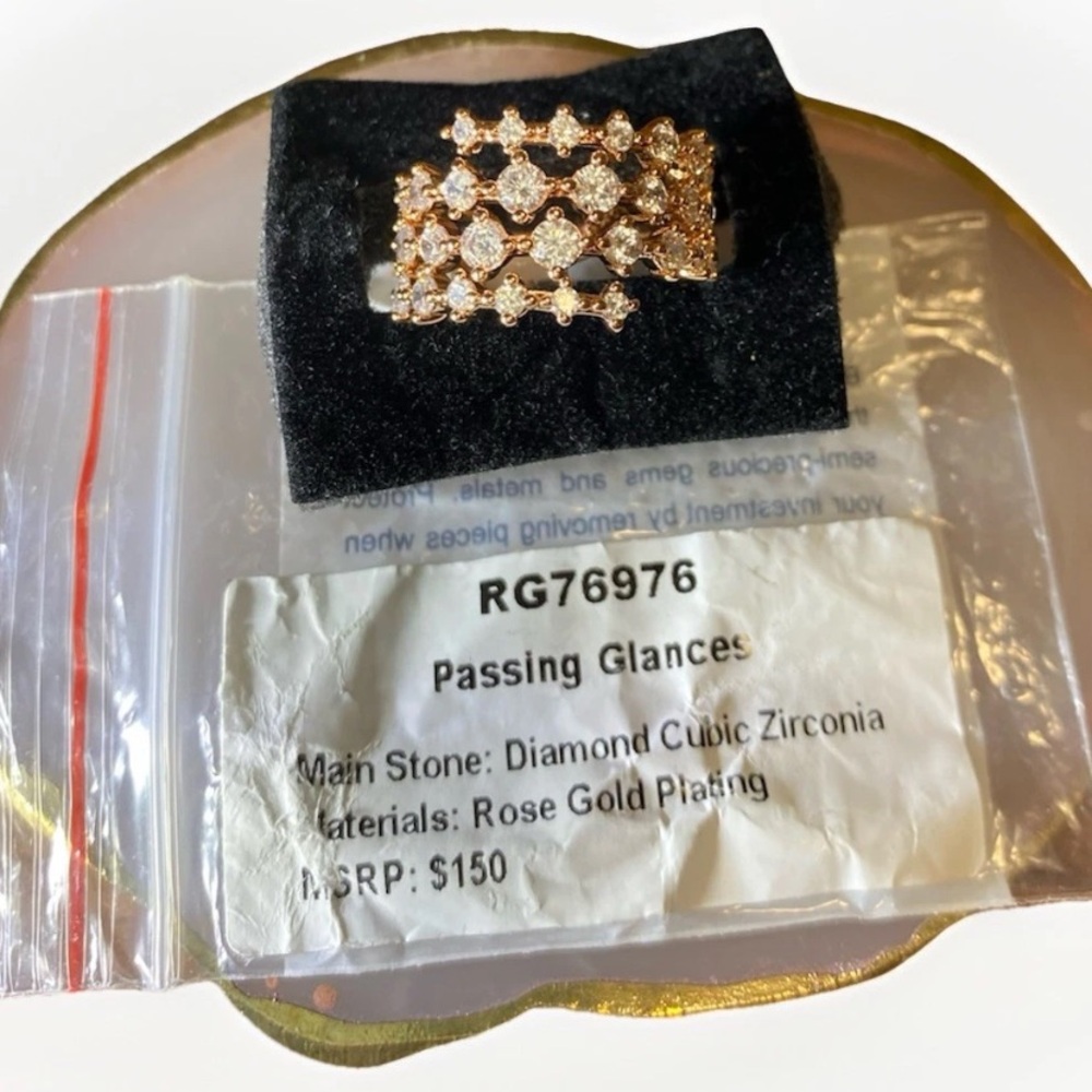 “Passing Glances” April 2025 Diamond CZ Rose Gold Ring 6 BP